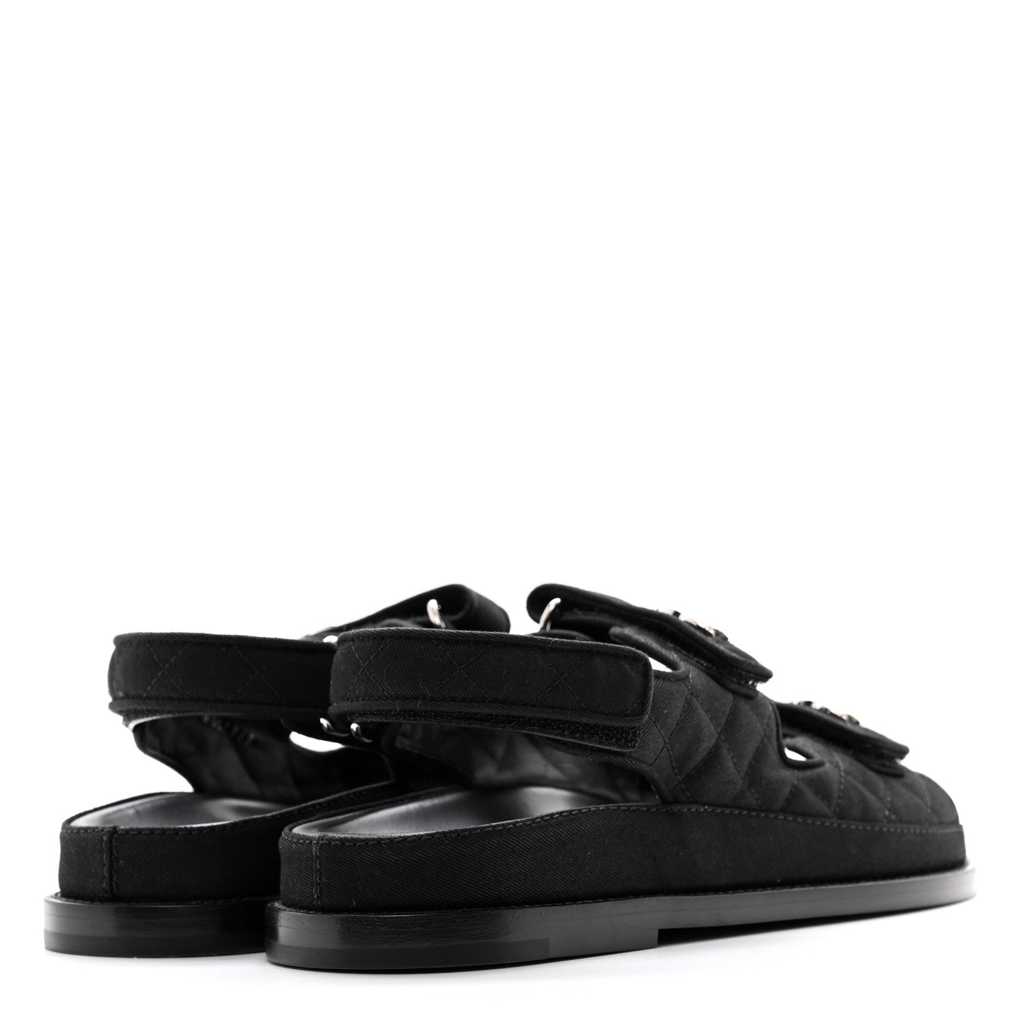 Chanel Mixed Fibers Velcro Dad Sandals 38 Black 38 Black 4 of 9