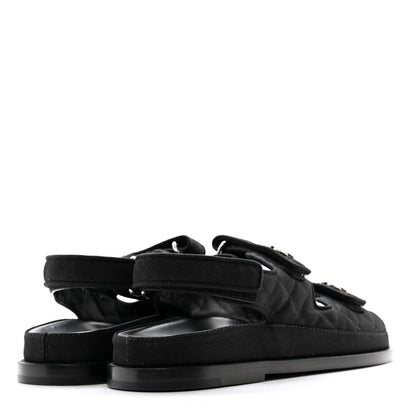 Chanel Mixed Fibers Velcro Dad Sandals 38 Black 38 Black 4 of 9