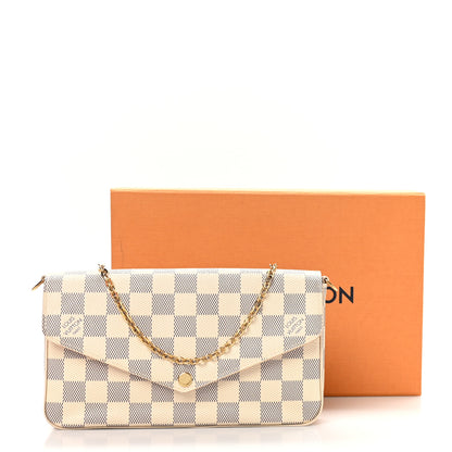 Louis Vuitton Damier Azur Pochette Felicie Chain Wallet Rose Ballerine 12 of 12