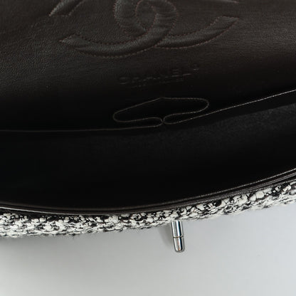 Chanel Tweed Quilted Medium Double Flap White Brown 5 of 7