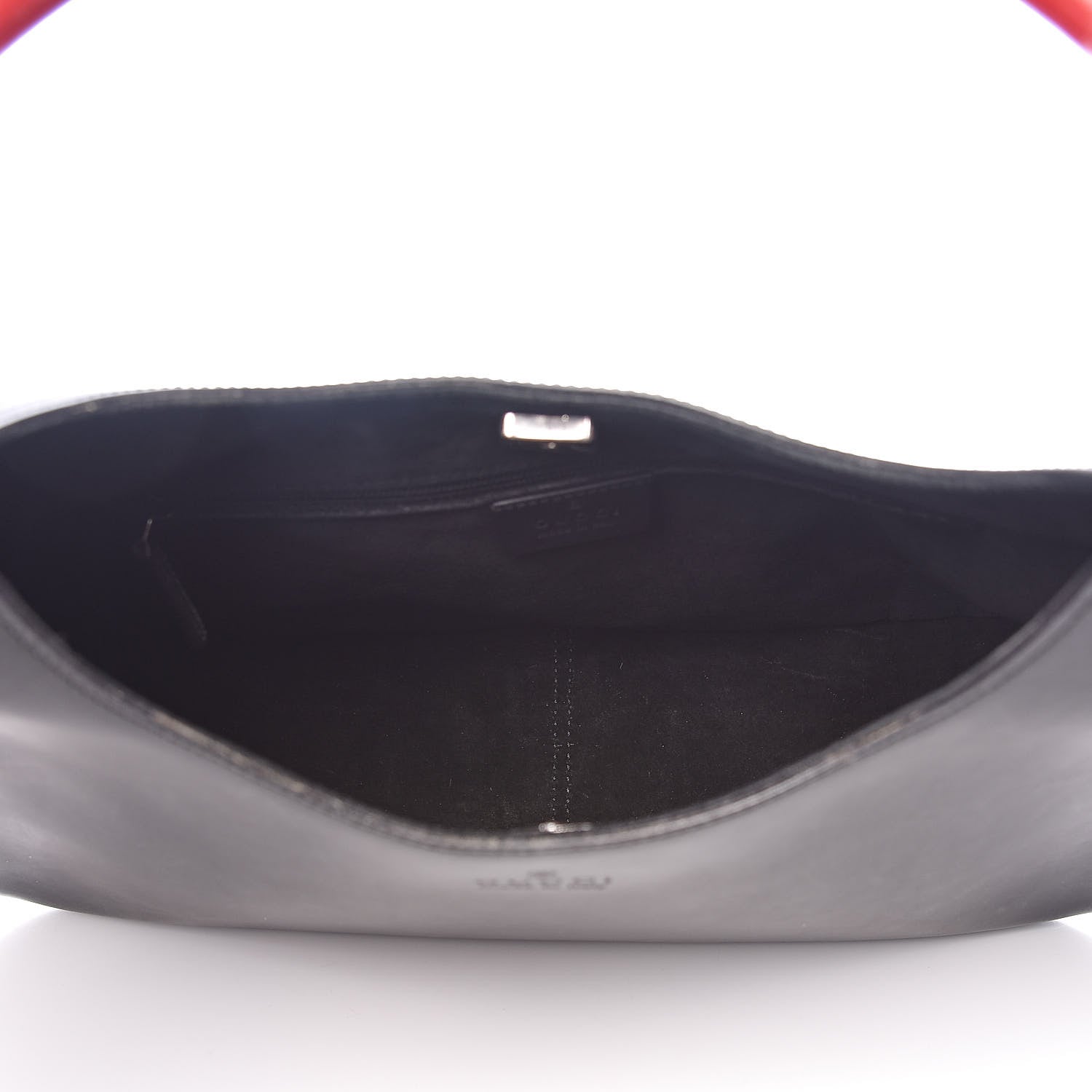 Gucci Smooth Calfskin Bamboo Handle Shoulder Bag Black 5 of 13