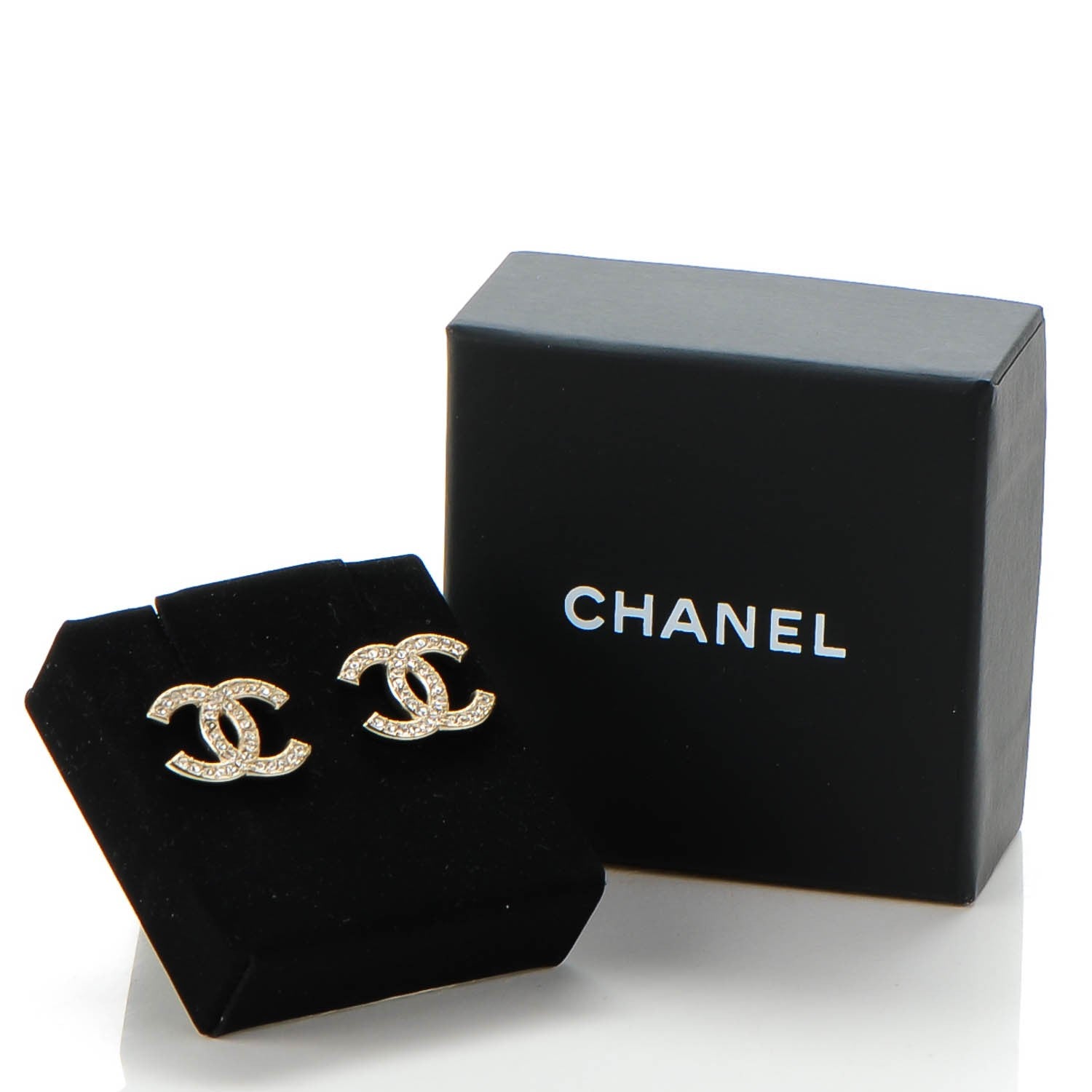 Chanel Crystal CC Earrings Silver 5 of 5