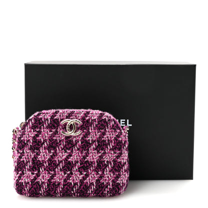 Chanel Tweed Quilted Mini Clutch With Chain Purple 11 of 11