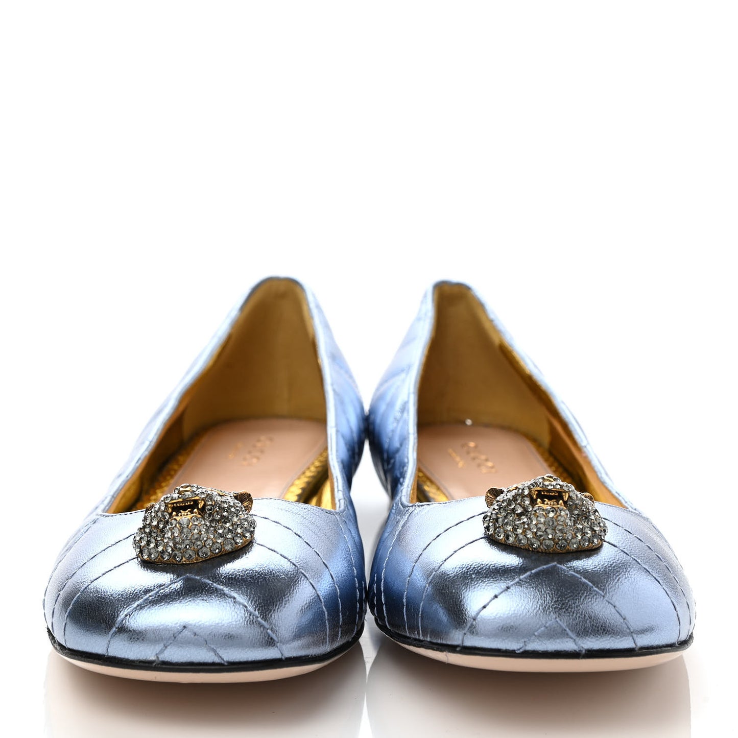 Metallic Nappa Trapuntata Tiger Head Ballerina Flats 37.5 Cielo