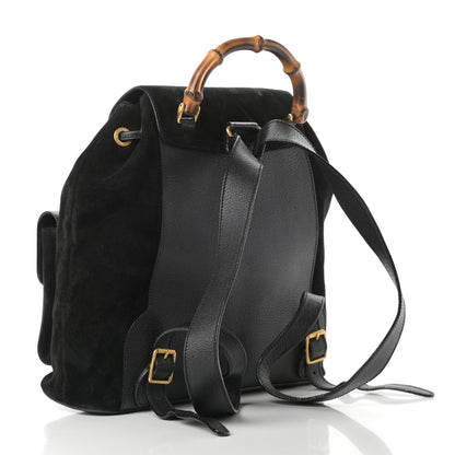 Gucci Suede Bamboo Backpack Black 3 of 10