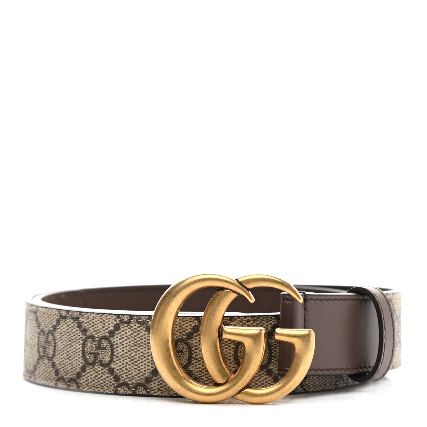 GG Supreme Monogram Matte Plutone Calfskin Double G 30mm Belt 80 32 Beige Ebony New Acero