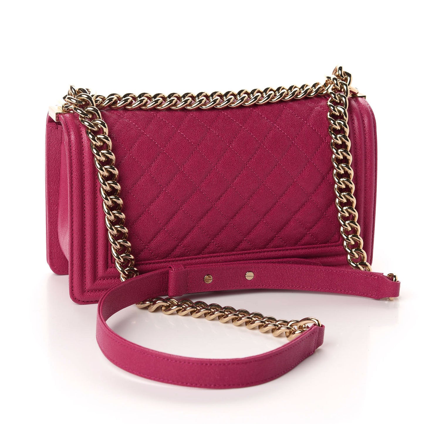Caviar Quilted Medium Boy Flap Fuchsia
