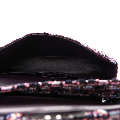 Chanel Tweed Quilted Medium Double Flap Dark Purple 5 of 11