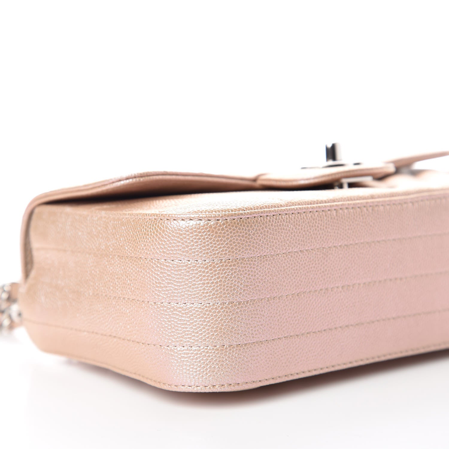 Chanel Iridescent Caviar Chevron Quilted Mini Rectangular Flap Light Gold 5 of 10