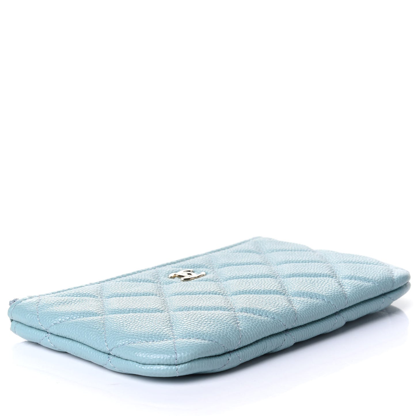 Caviar Quilted Small Cosmetic Case Light Blue