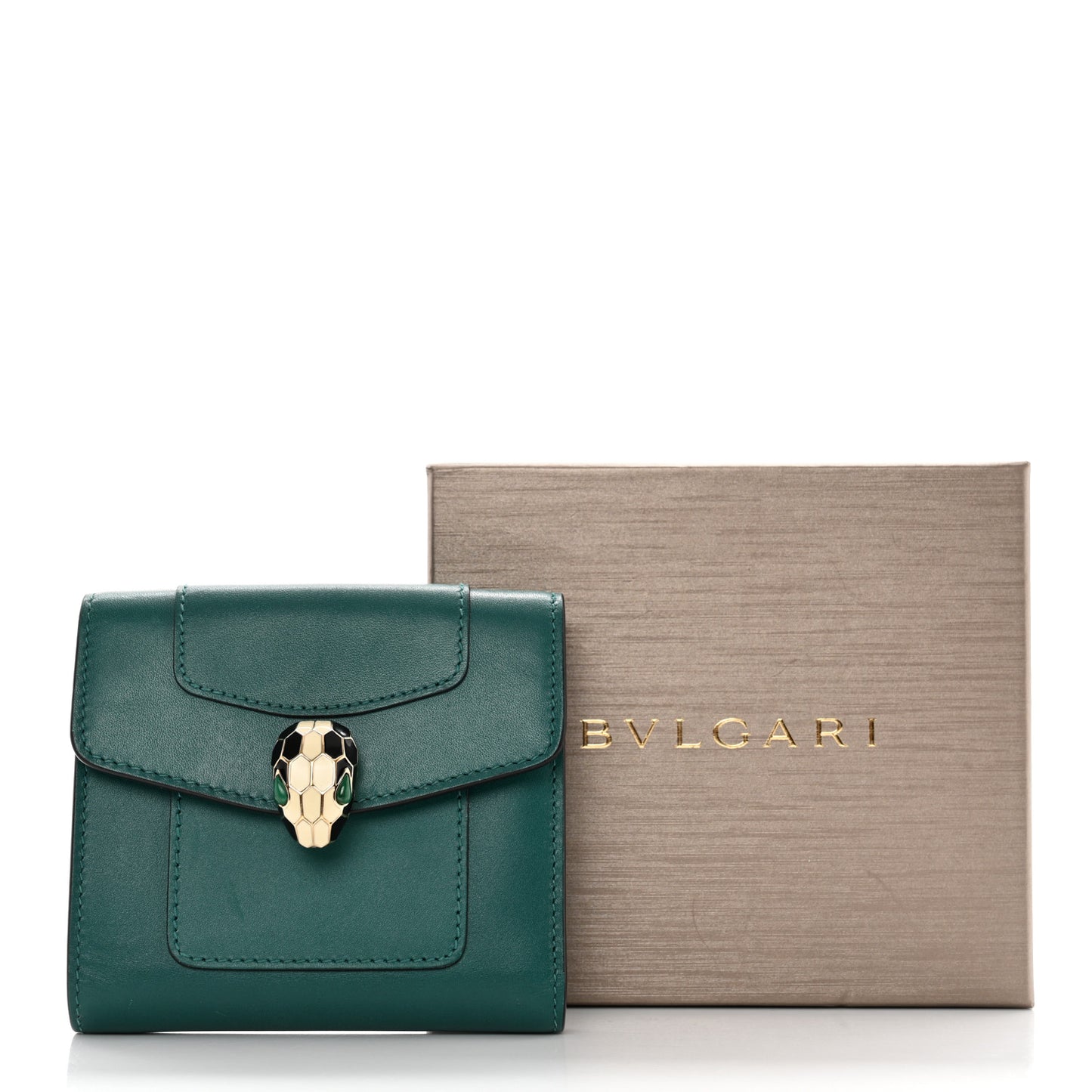 Calfskin Serpenti Forever Wallet Emerald Green