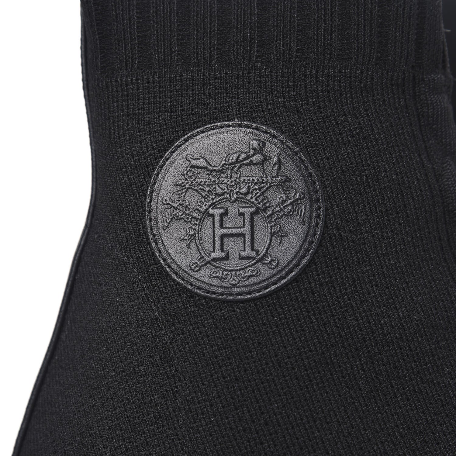 Hermes Knit Calfskin Volver Ankle Boots 37 Black 8 of 9