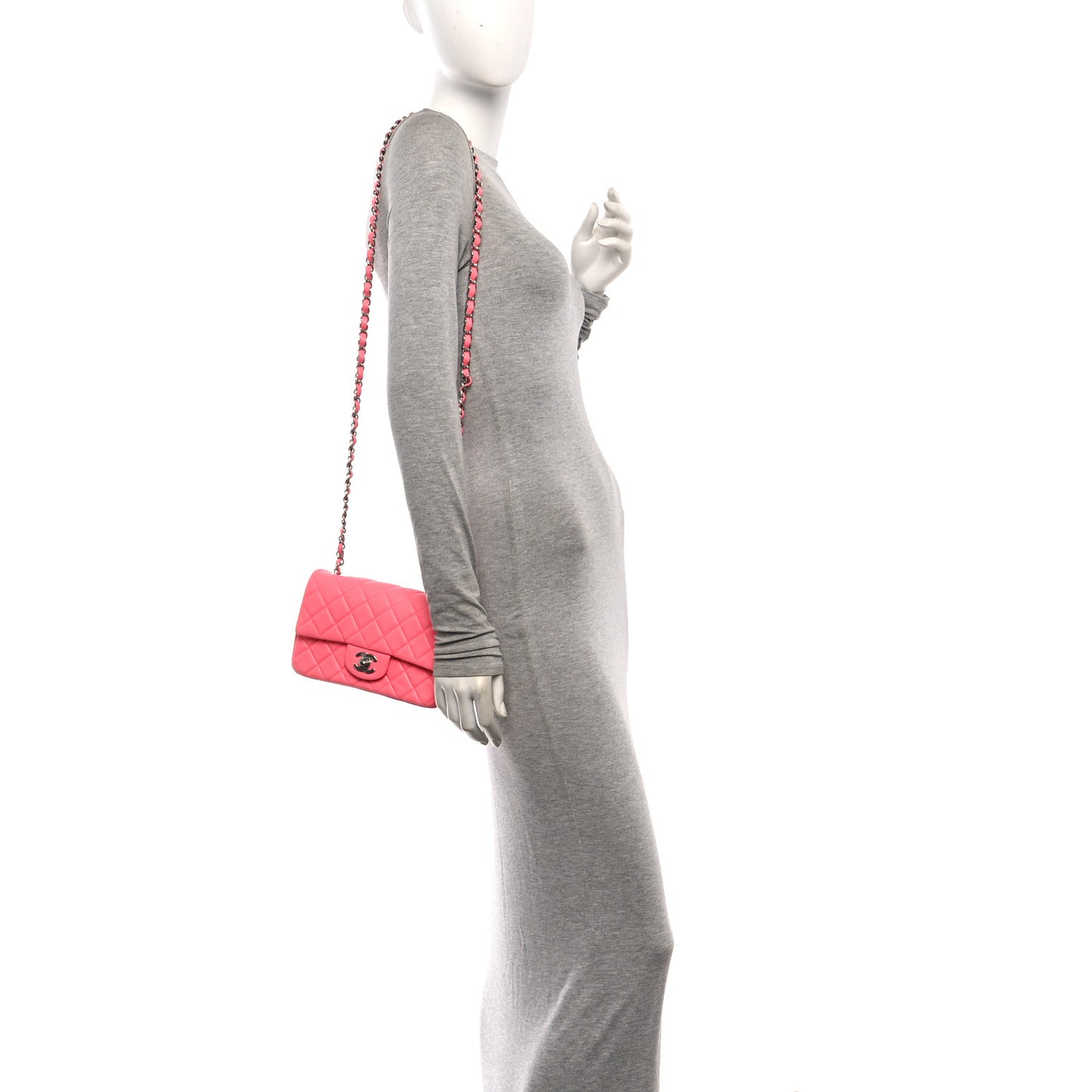 Lambskin Quilted Mini Rectangular Flap Pink