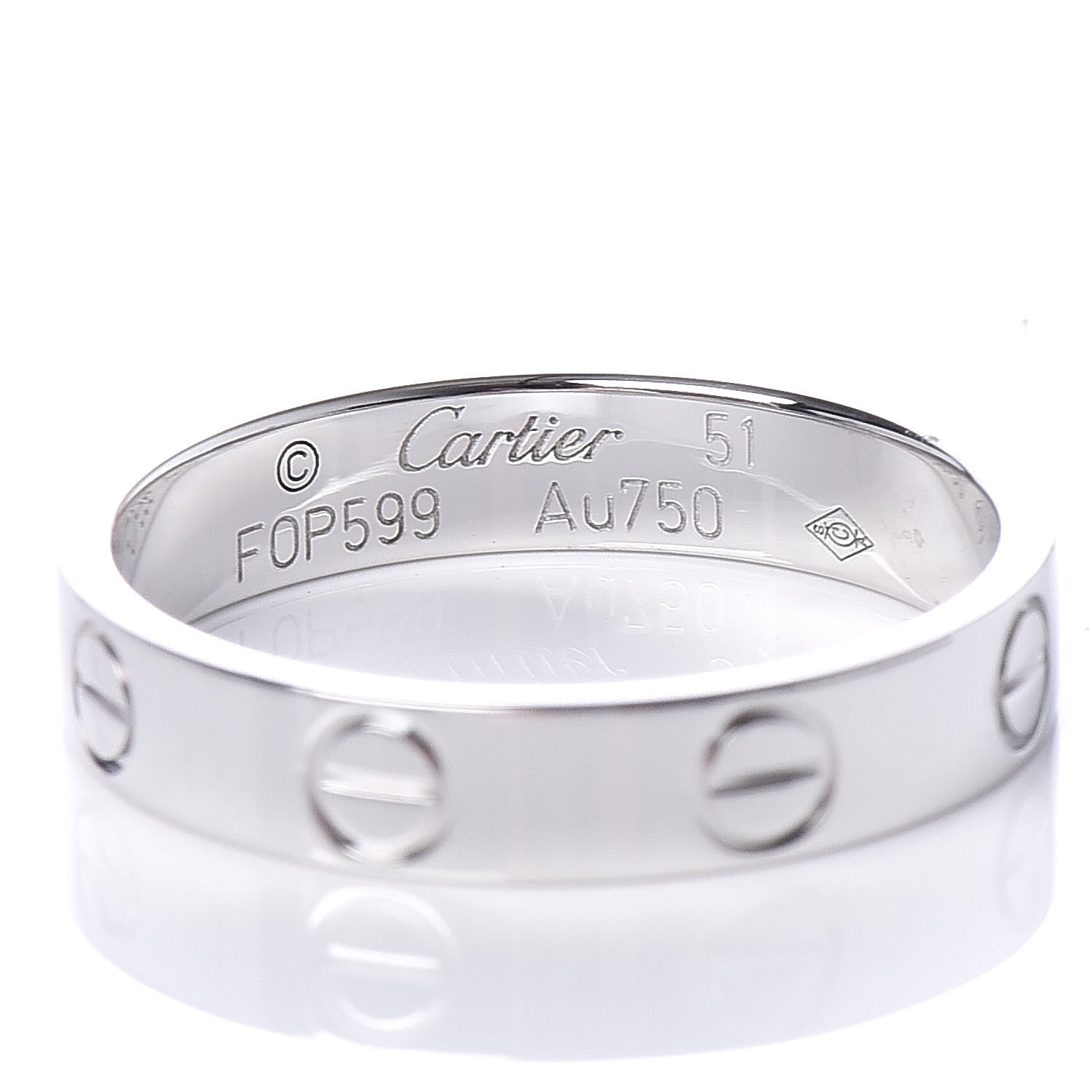Cartier 18K White Gold 3.5mm LOVE Wedding Band Ring 51 5.75 4 of 5