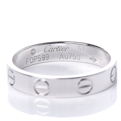 Cartier 18K White Gold 3.5mm LOVE Wedding Band Ring 51 5.75 4 of 5