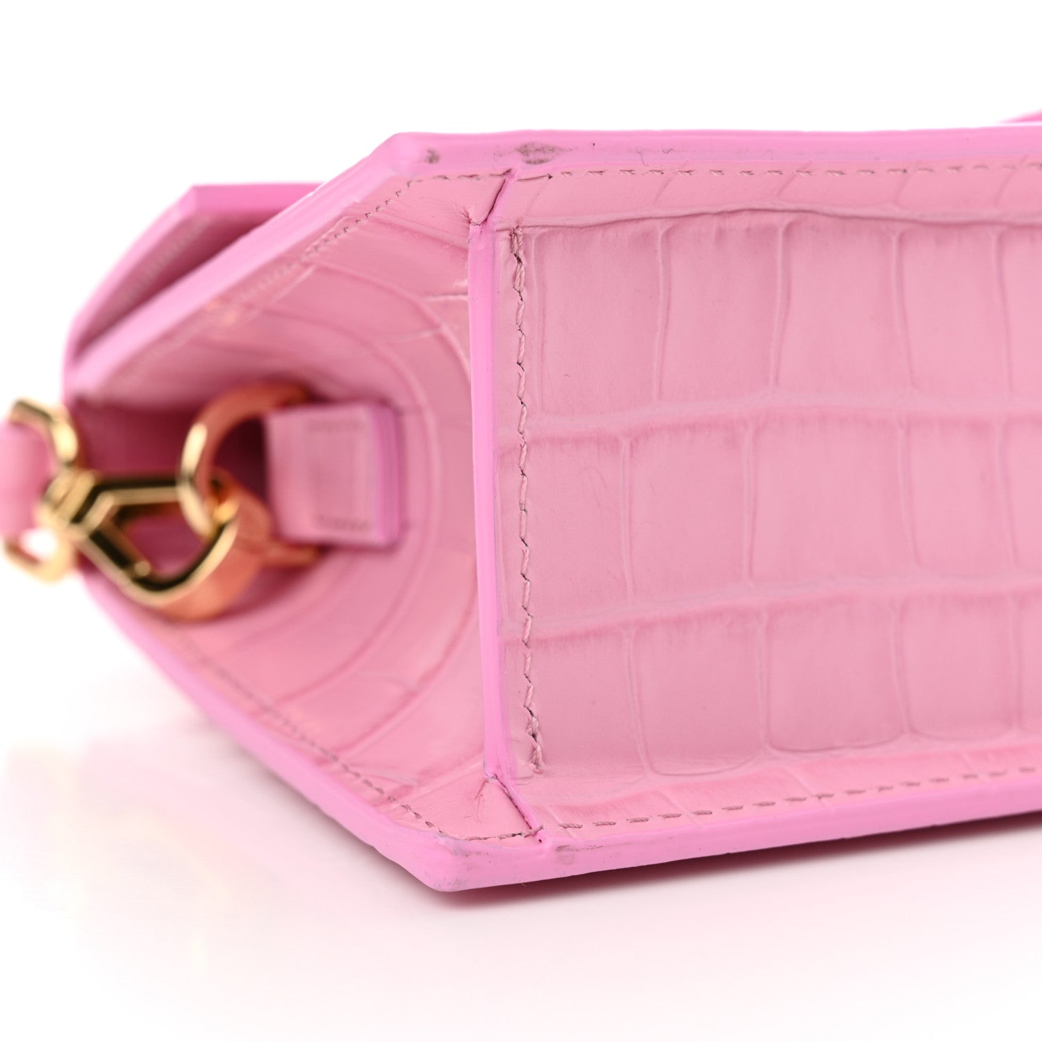 Jacquemus Calfskin Crocodile Embossed Le Grand Bambino Pink 8 of 10
