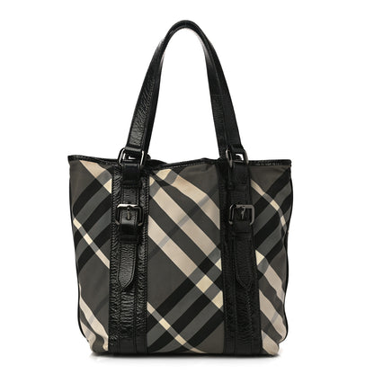 Burberry Nylon Beat Check Small Victoria Tote Black 1 of 11