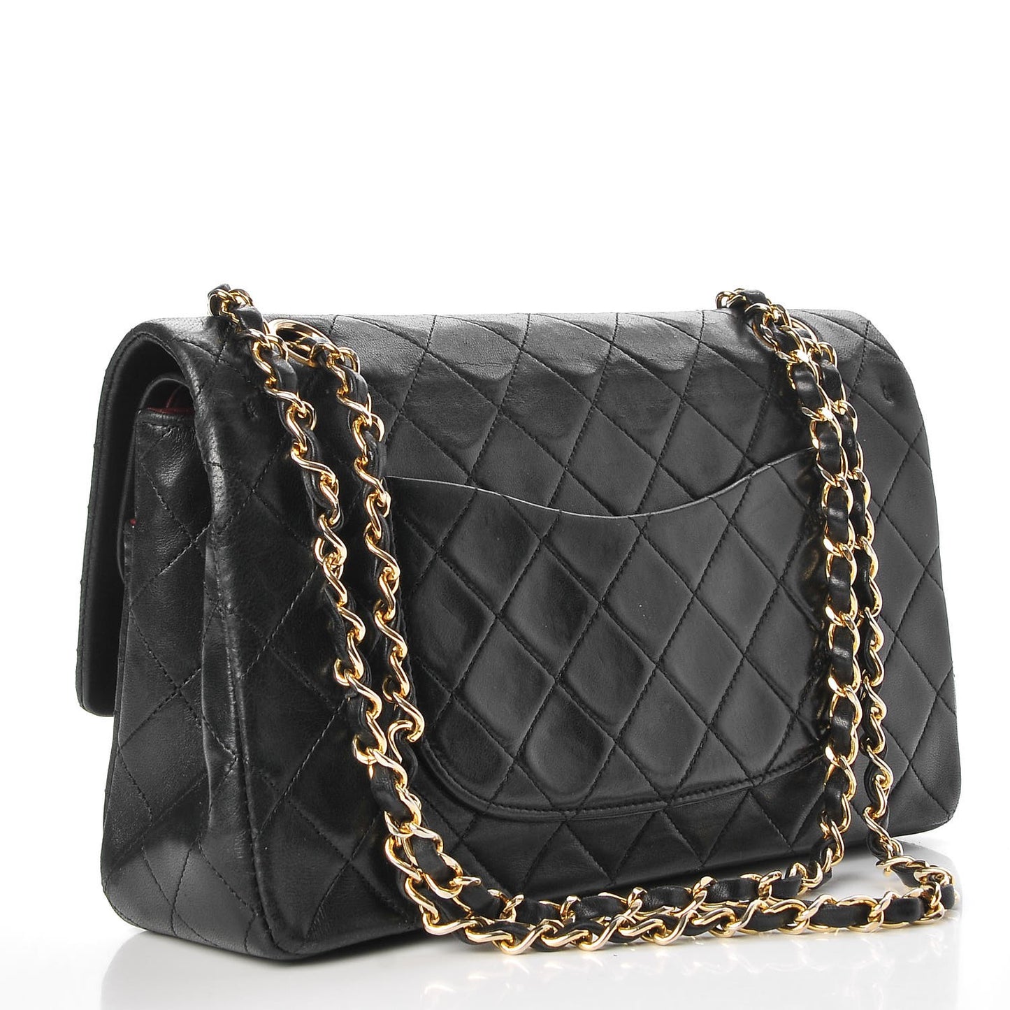 Lambskin Quilted Medium Double Flap Black