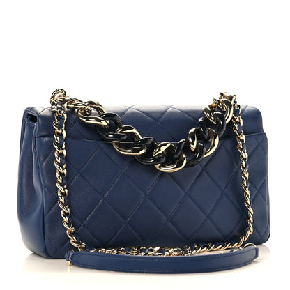 Chanel Lambskin Quilted Resin Bi-Color Chain Flap Bag Navy 3 of 14