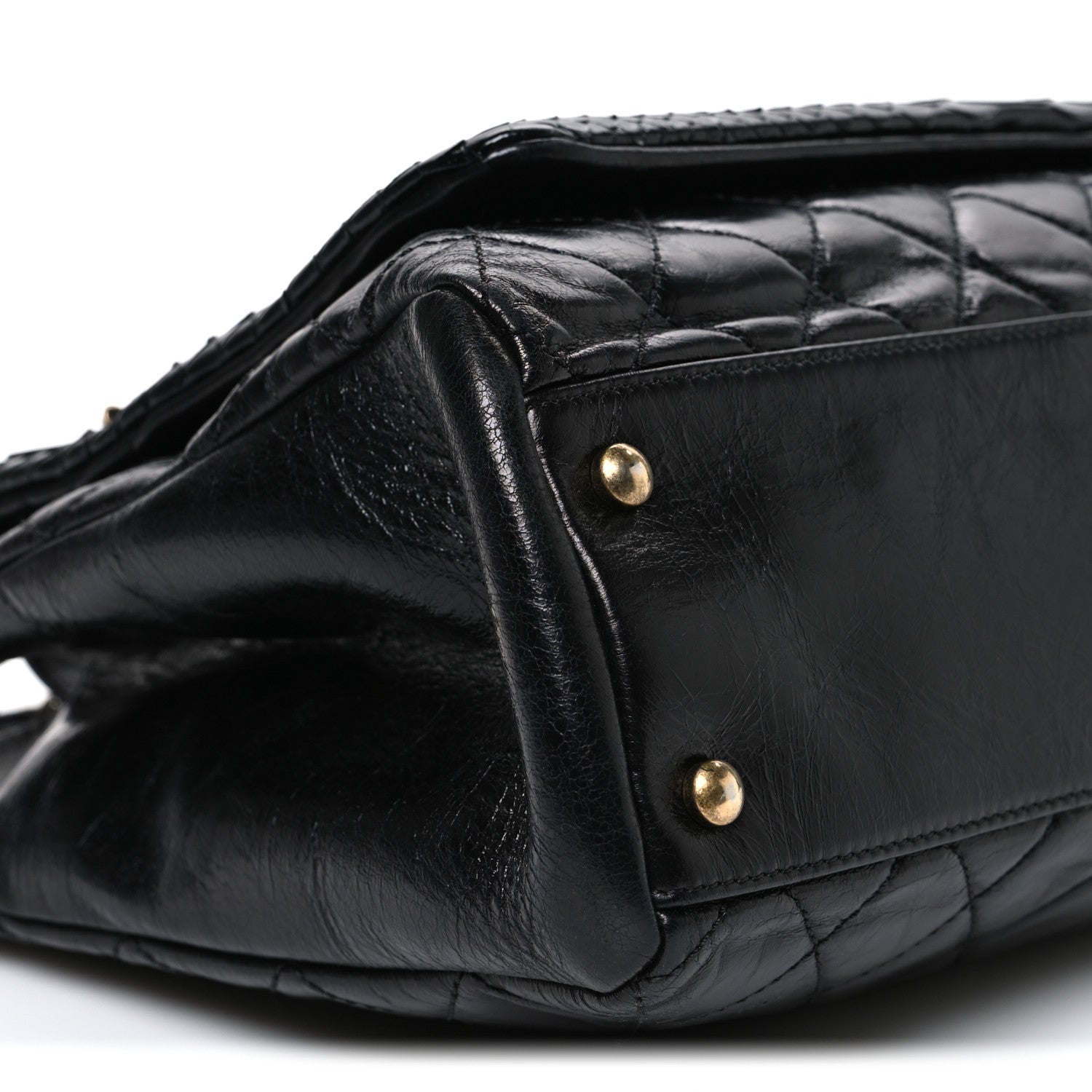 Chanel Snakeskin Glazed Calfskin Quilted Urban Mix Tote Black 9 of 10
