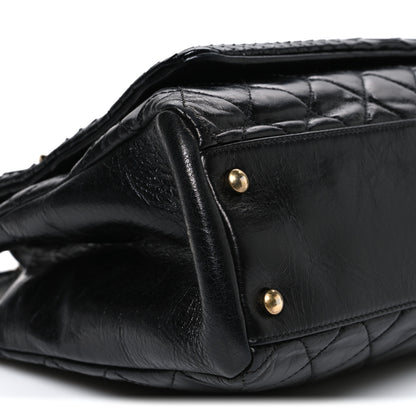 Chanel Snakeskin Glazed Calfskin Quilted Urban Mix Tote Black 9 of 10