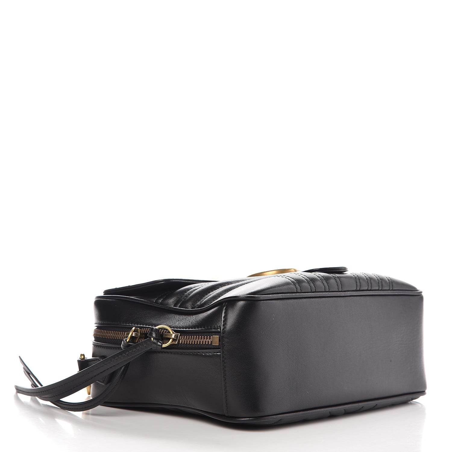 Gucci Calfskin Matelasse Sylvie Web Small GG Marmont Top Handle Shoulder Bag Black 4 of 9