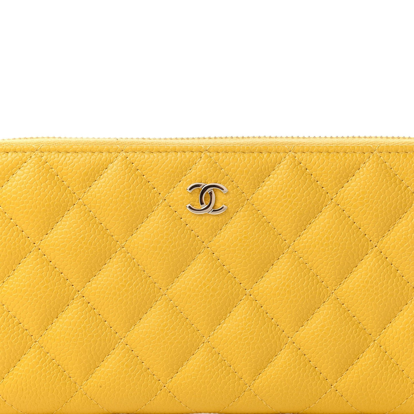 Caviar Quilted Large Gusset Zip Around Wallet Yellow
