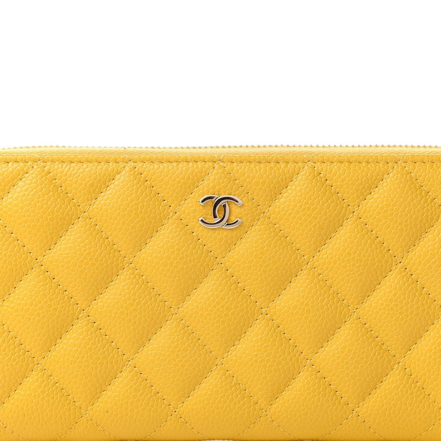 Chanel Caviar Quilted Large Gusset Zip Around Wallet Yellow 11 of 12