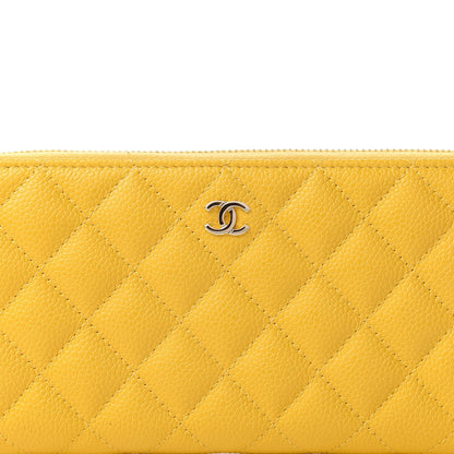 Chanel Caviar Quilted Large Gusset Zip Around Wallet Yellow 11 of 12
