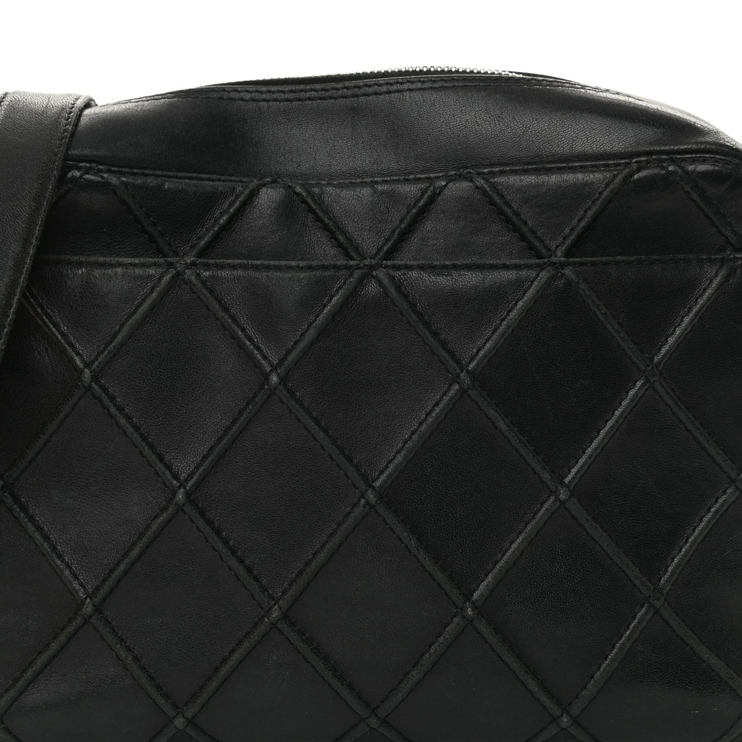 Lambskin Stitched Camera Case Black