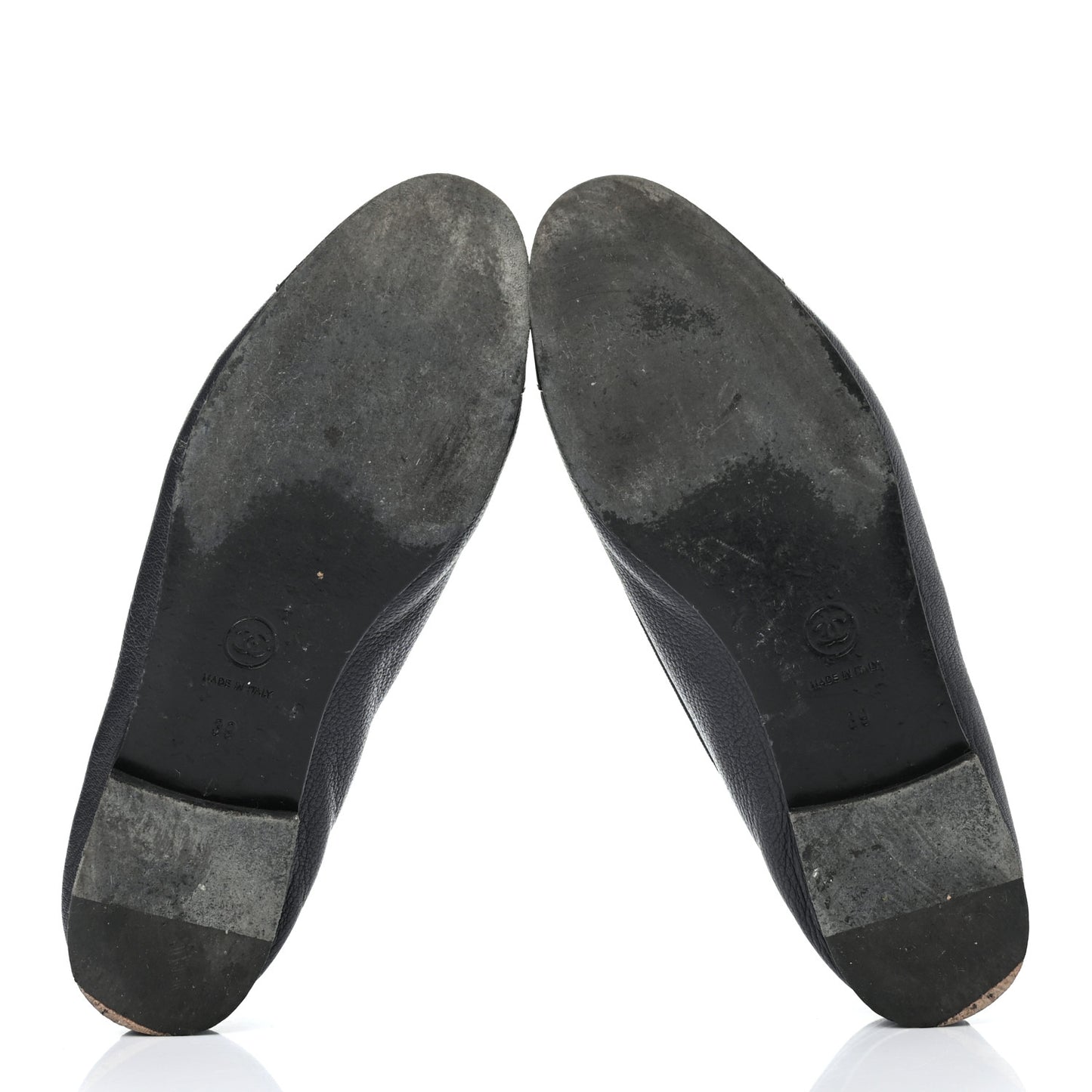 Goatskin Patent CC Cap Toe Ballerina Flats 39 Black