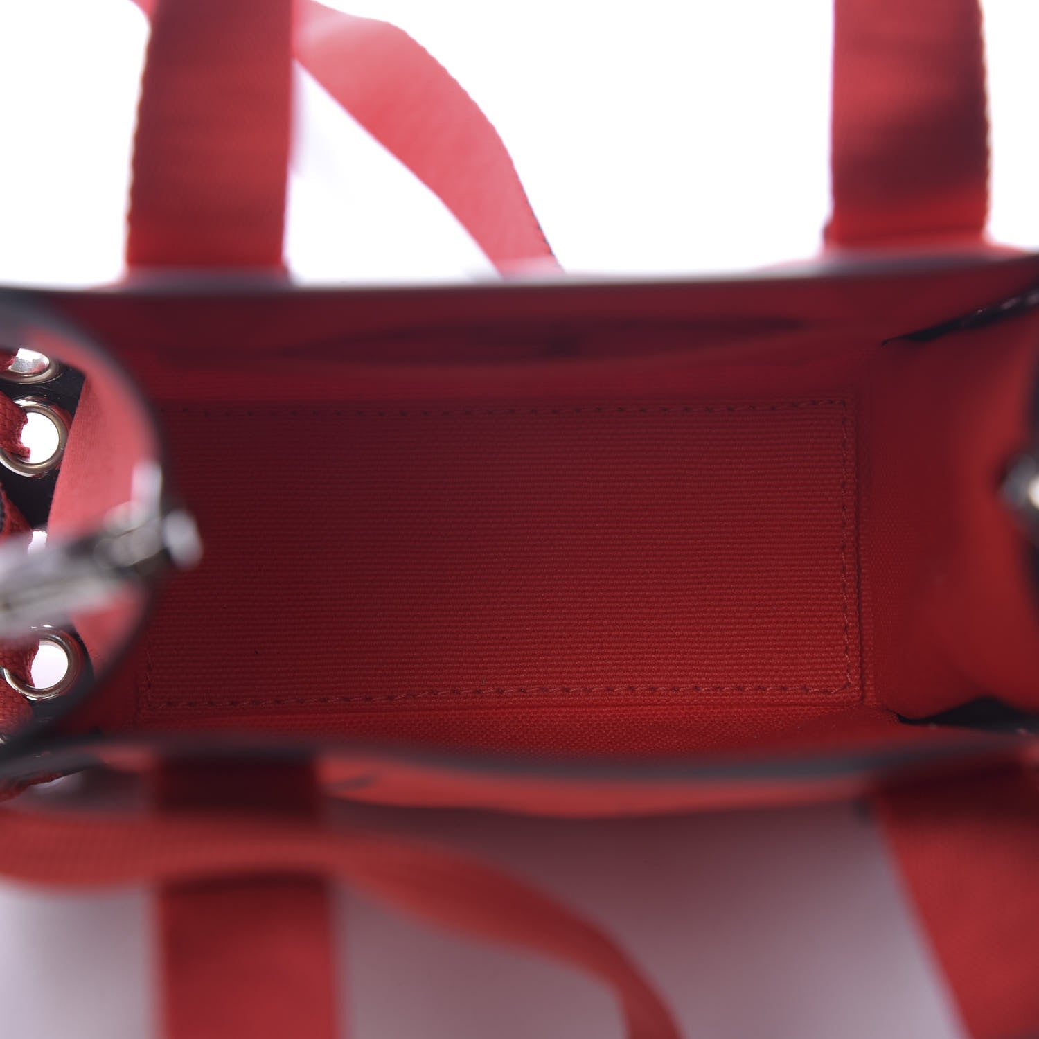 Christian Louboutin Braided Canvas Mini Cabalace Shopper Tote Red Black 5 of 9