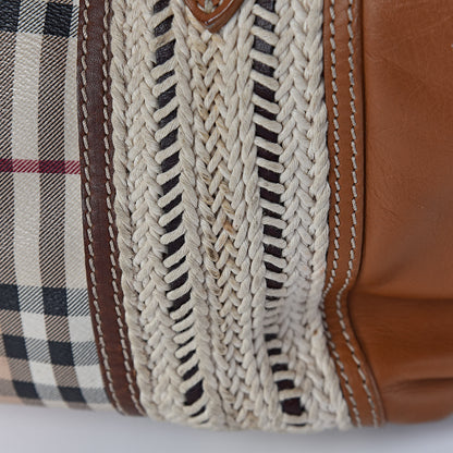 Burberry Haymarket Check Medium Rope Satchel Saddle Brown 13 of 16