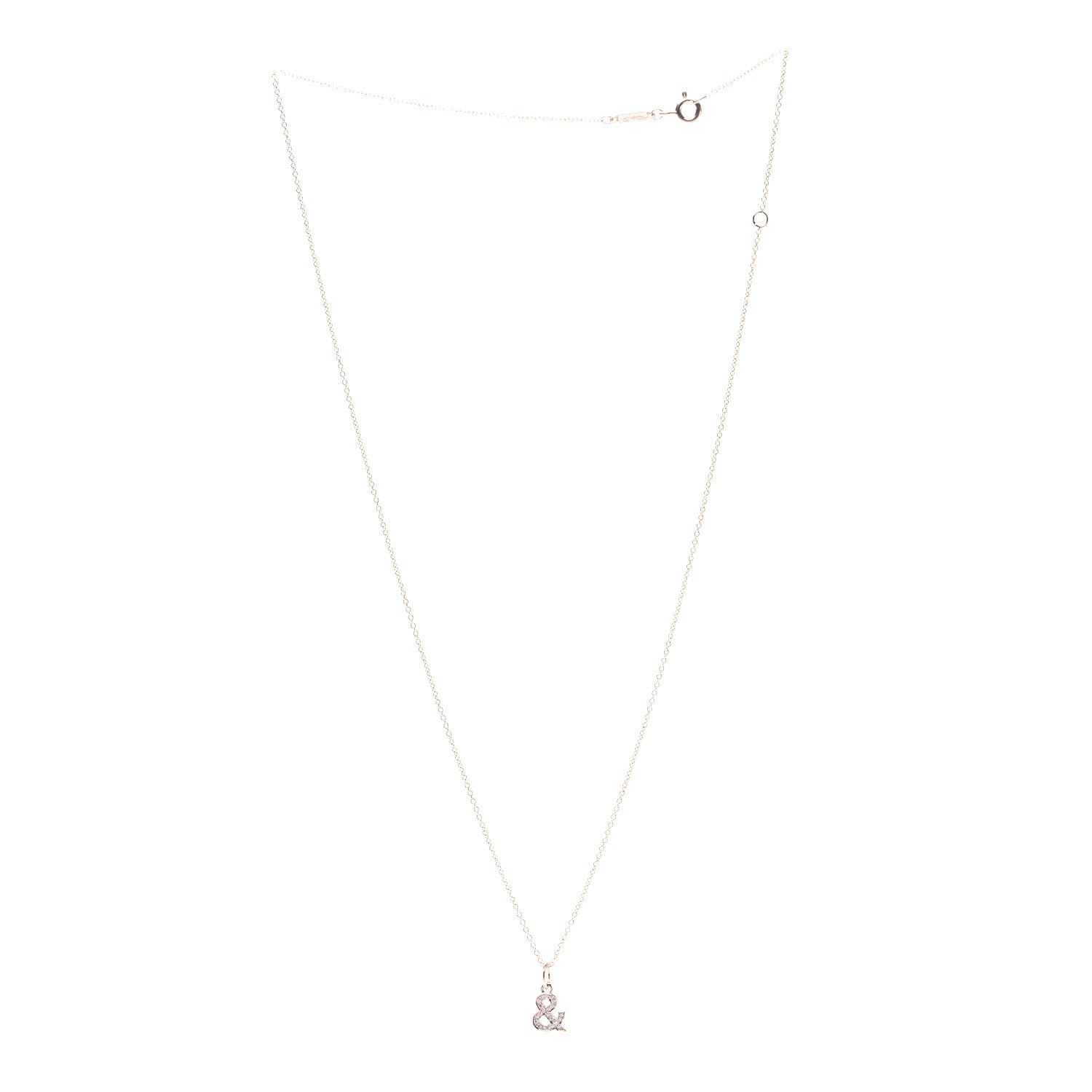 Tiffany 18K Rose Gold Diamond Medium Ampersand Pendant Necklace 3 of 7