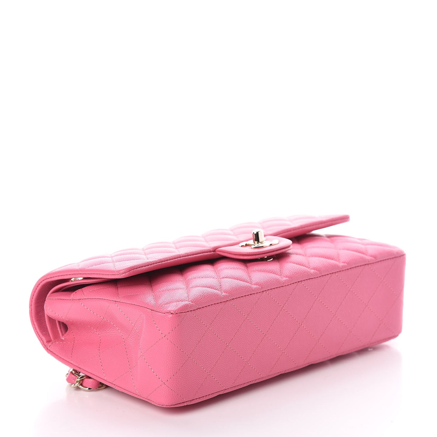 Caviar Quilted Medium Double Flap Pink