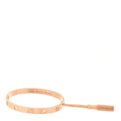 Cartier 18K Pink Gold 4 Diamond LOVE Bracelet 17 6 of 7