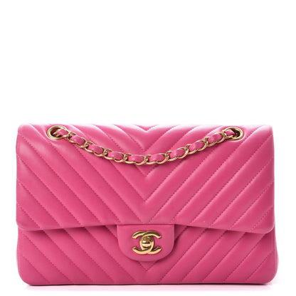 Chanel Lambskin Chevron Quilted Medium Double Flap Pink 1 of 12