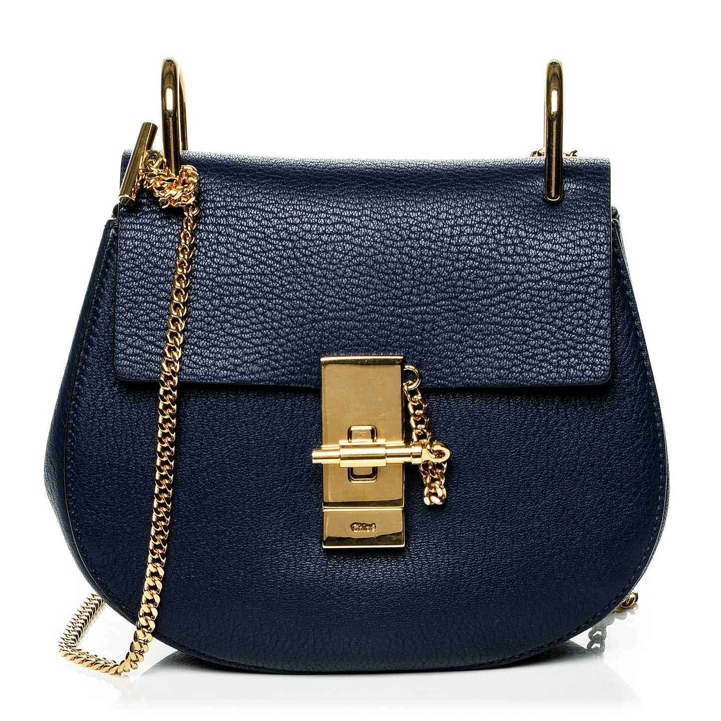 Grained Lambskin Mini Drew Shoulder Bag Royal Navy