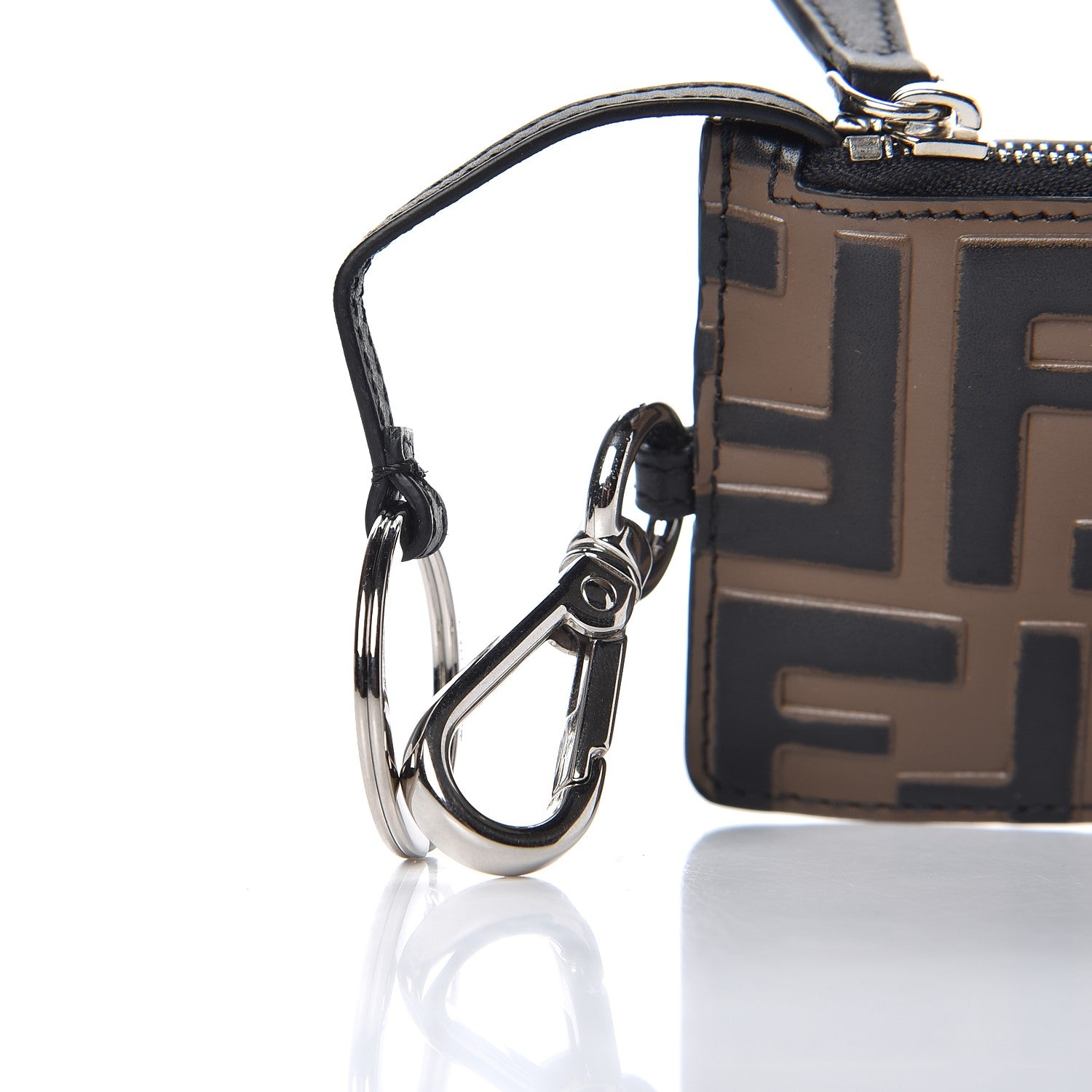 Fendi Vitello Century Bi-Color FF 1974 Embossed Coin Purse Maya Black 8 of 9