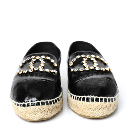 Chanel Patent Calfskin Crystal CC Espadrilles 41 Black 2 of 8