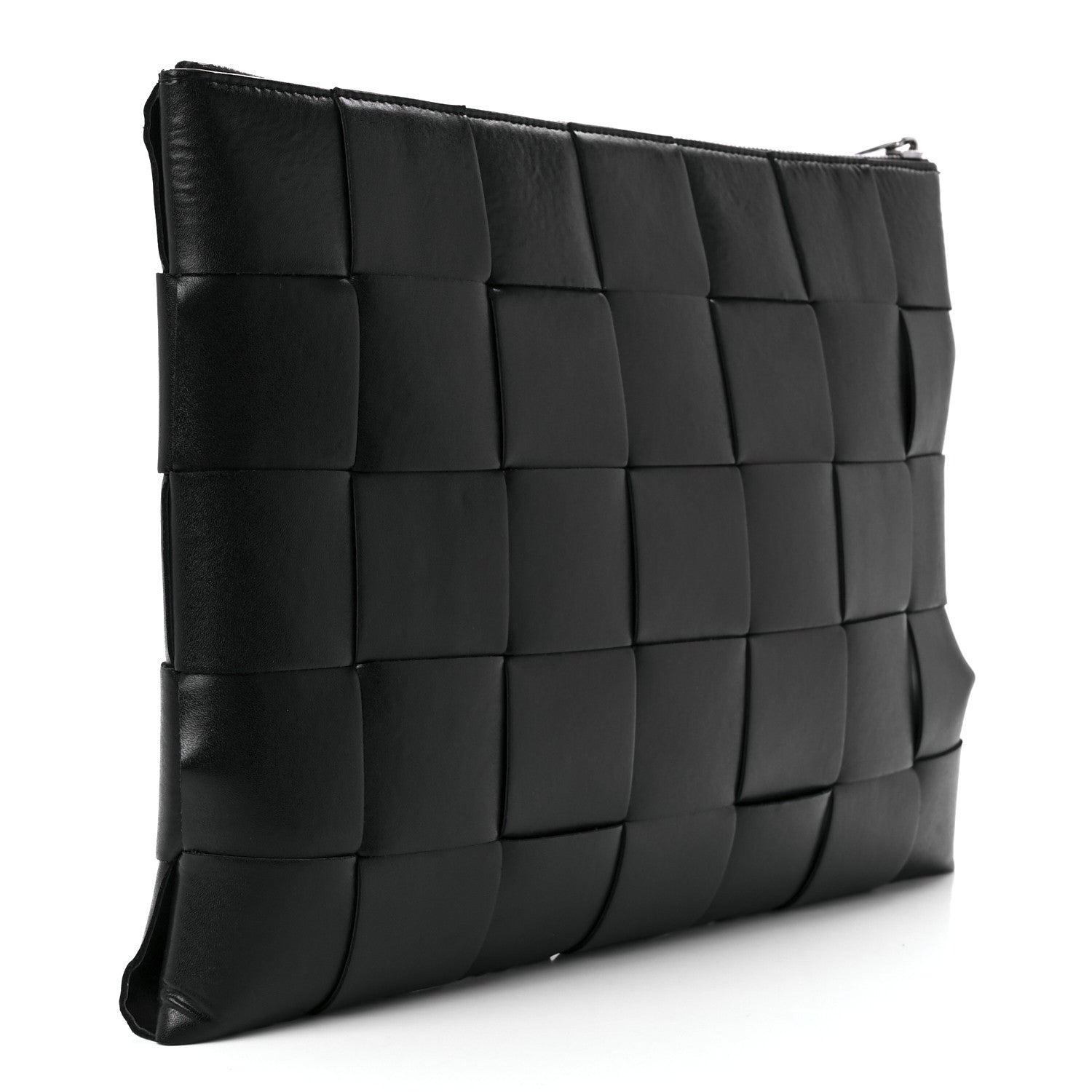 Bottega Veneta Nappa Maxi Intrecciato Medium Cassette Flat Zip Pouch Black 2 of 13