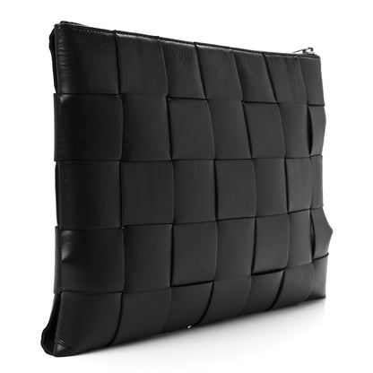 Bottega Veneta Nappa Maxi Intrecciato Medium Cassette Flat Zip Pouch Black 2 of 13
