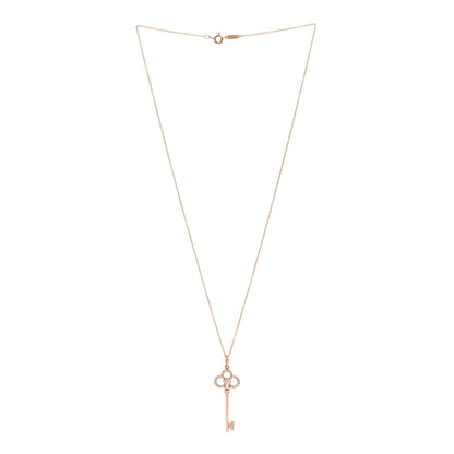 Tiffany 18K Rose Gold Diamond Crown Key Pendant Necklace 3 of 7