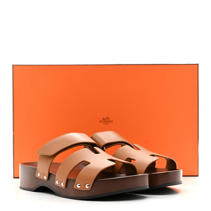 Hermes Calfskin Womens Kos Clog 38 Naturel 10 of 10