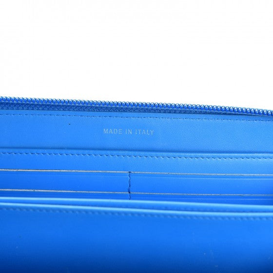 Patent Quilted Boy Zip Around Wallet Light Blue