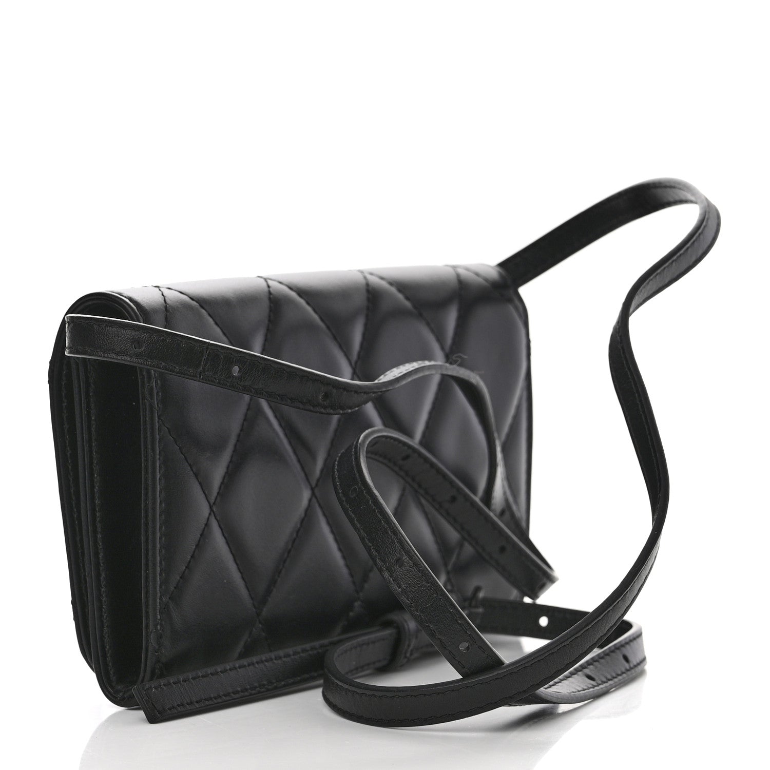 Balenciaga Nappa Calfskin Quilted Touch B Phone Holder With Strap Black 3 of 10
