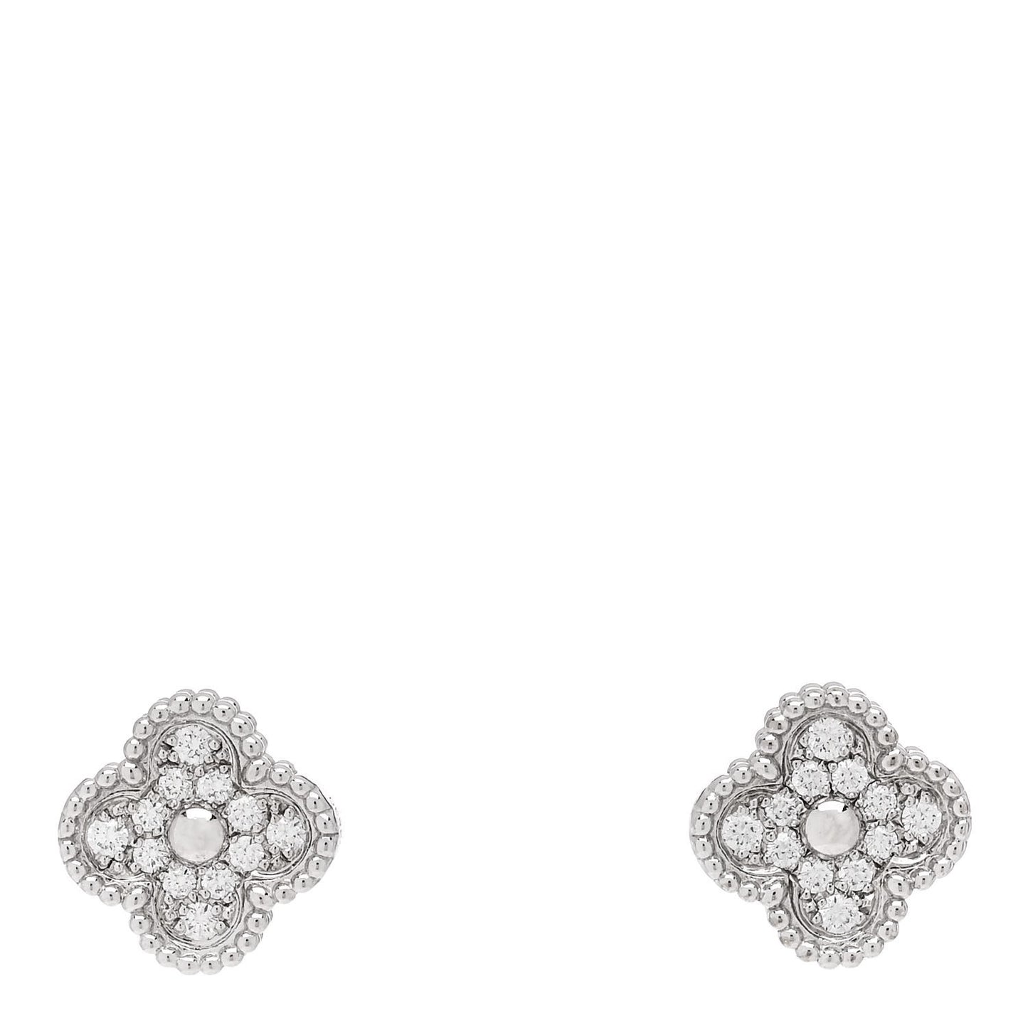 18K White Gold Diamond Sweet Alhambra Earrings