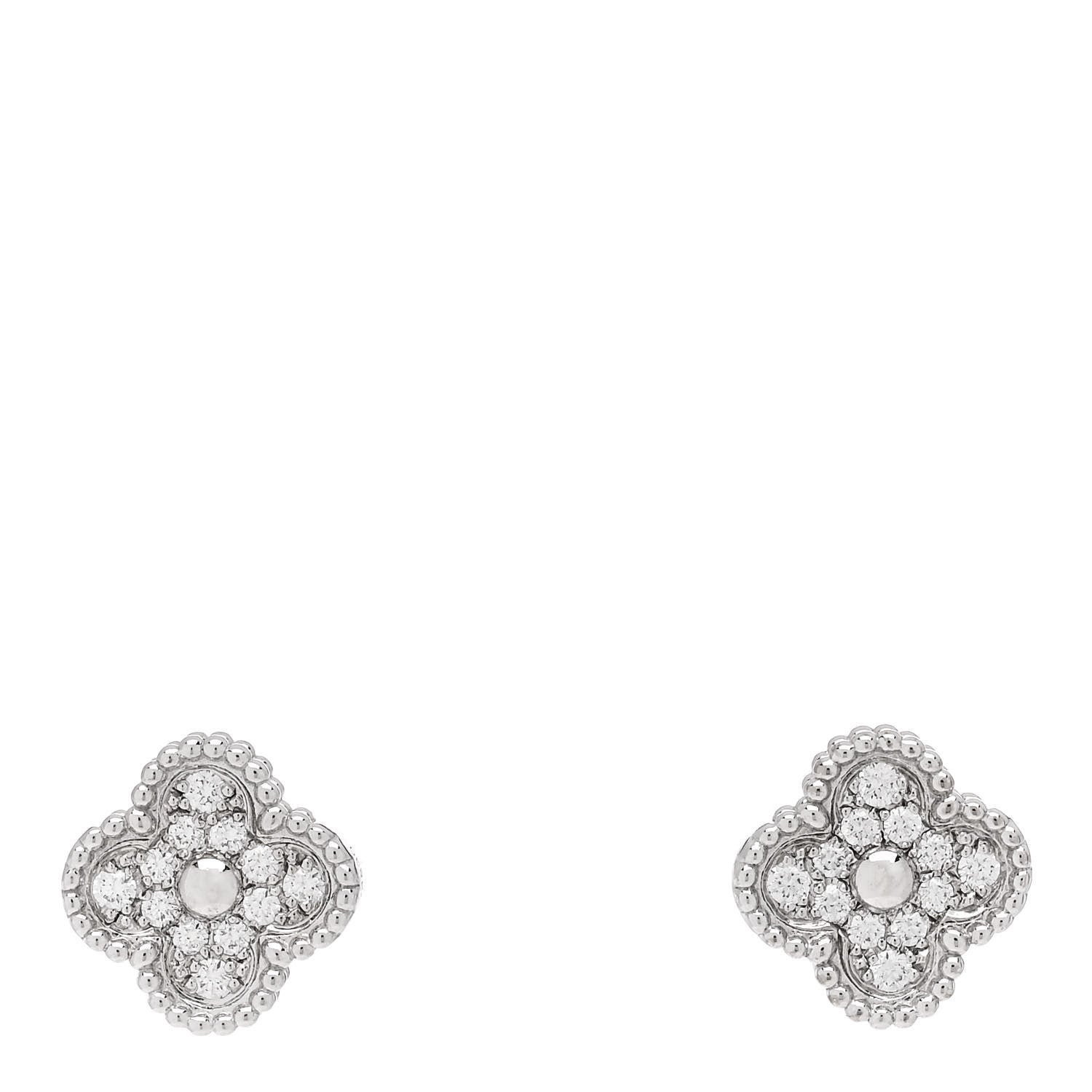 Van Cleef & Arpels 18K White Gold Diamond Sweet Alhambra Earrings 1 of 5