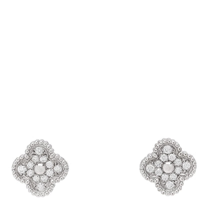 Van Cleef & Arpels 18K White Gold Diamond Sweet Alhambra Earrings 1 of 5