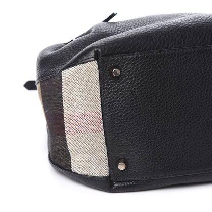 Burberry Grainy Calfskin House Check Small Maidstone Black 10 of 12
